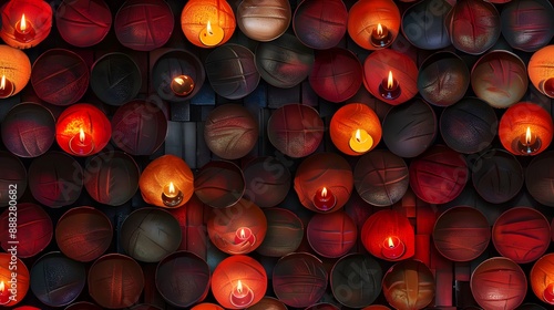 Diwali Background with Tiny Diyas Oil Lamps Arranged Neatly, Perfect for Festive Indian Celebrations