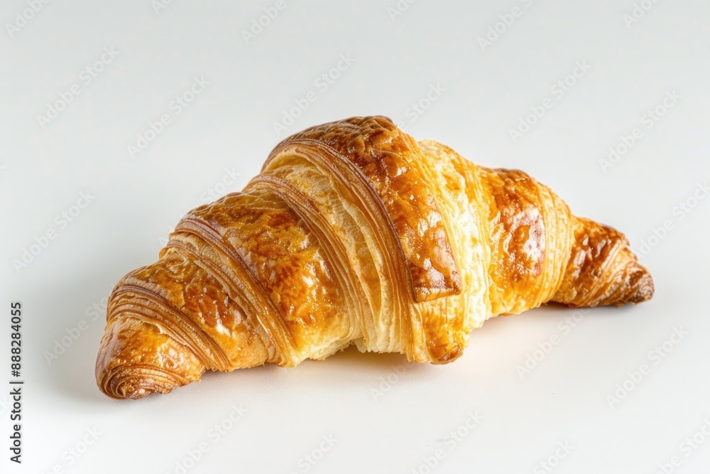 high-resolution image featuring a detailed shot of a freshly baked croissant placed against a pristine white background, ideal for food blogs or advertising materials high-resolution image featuring a detailed shot of a freshly baked croissant placed against a pristine white background, ideal for food blogs or advertising materials