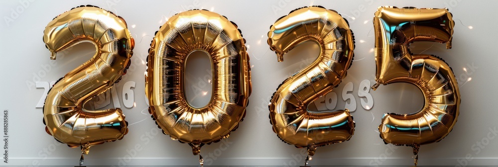 2025: New Year's Eve Celebration with Golden Balloons 2025: New Year's Eve Celebration with Golden Balloons