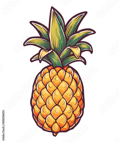 Floating pineapple cartoon vector icon Illustration, Food Nature Icon Concept Isolated Vector. Flat Cartoon Style