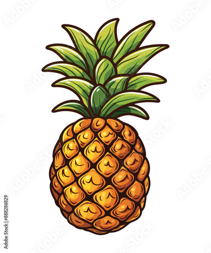 Floating pineapple cartoon vector icon Illustration, Food Nature Icon Concept Isolated Vector. Flat Cartoon Style