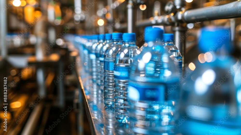Bottled water production line in conveyor system Bottled water production line in conveyor system