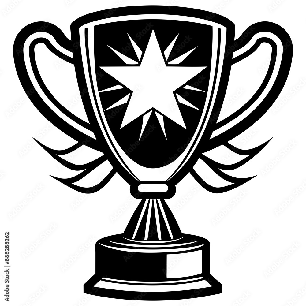 Minimalist illustration of Award cup vector silhouette on white background. Minimalist illustration of Award cup vector silhouette on white background.
