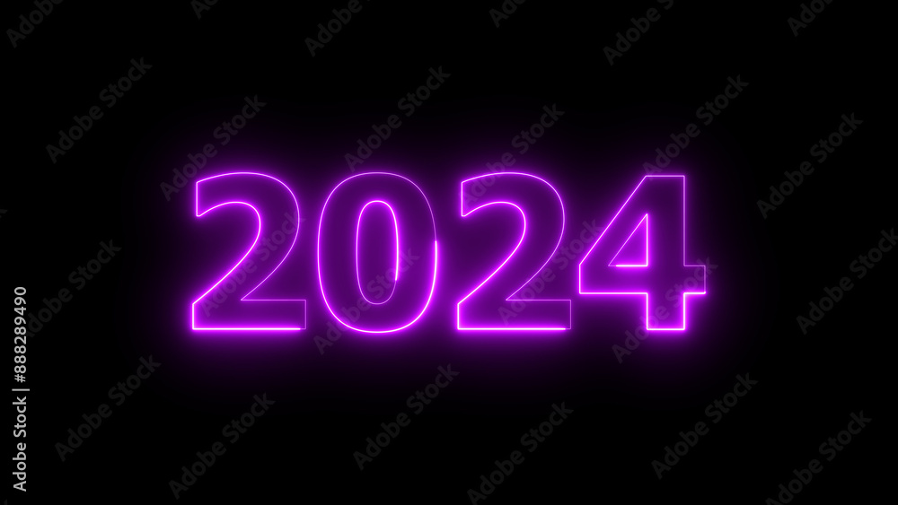 Neon text calendar 2024 illustration, glowing neon icon blue colors. Neon text calendar 2024 illustration, glowing neon icon blue colors.