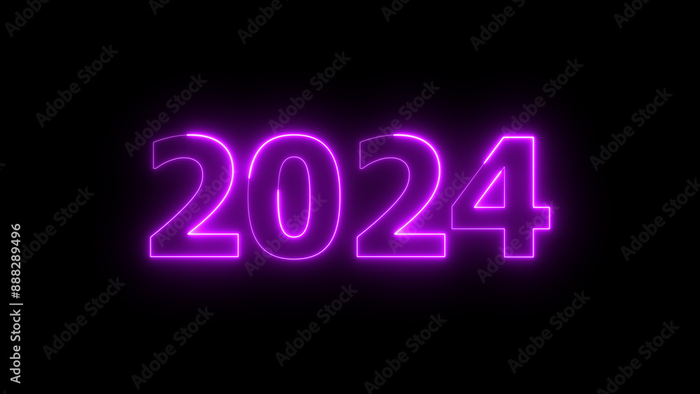 Neon text calendar 2024 illustration, glowing neon icon blue colors. Neon text calendar 2024 illustration, glowing neon icon blue colors.