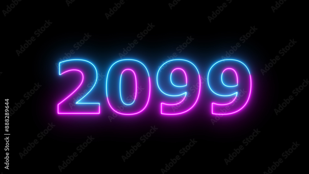 Neon text calendar 2099 Sal illustration, glowing neon icon blue and purple colors. Neon text calendar 2099 Sal illustration, glowing neon icon blue and purple colors.