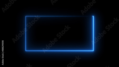 Glowing Neon light rectangle frame loading icon background in retro style, 4k illustration. 