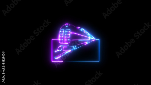 Wallpaper Mural Train icon glowing neon blue purple color illustration. On black background. Torontodigital.ca