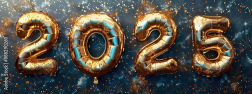 Golden Balloons Celebrating 2025