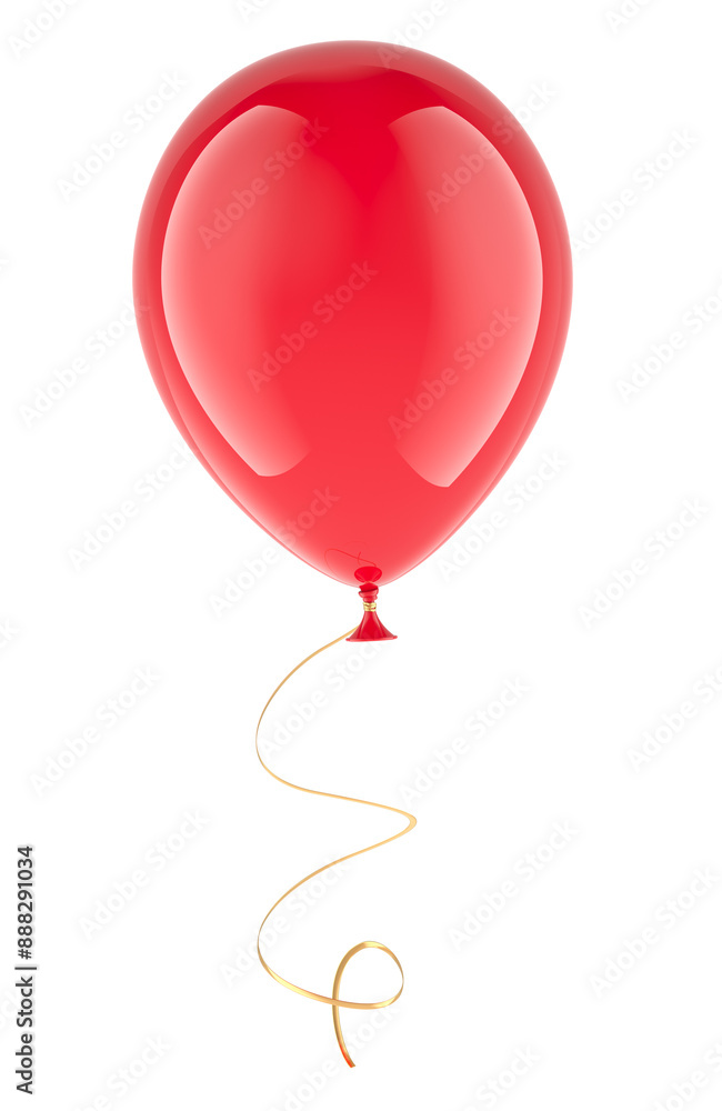 Red party balloon, 3D rendering isolated on transparent background Red party balloon, 3D rendering isolated on transparent background