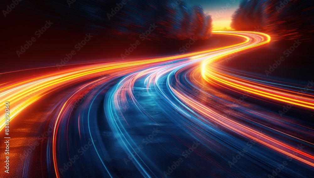 Abstract Light Trails on a Winding Road Abstract Light Trails on a Winding Road