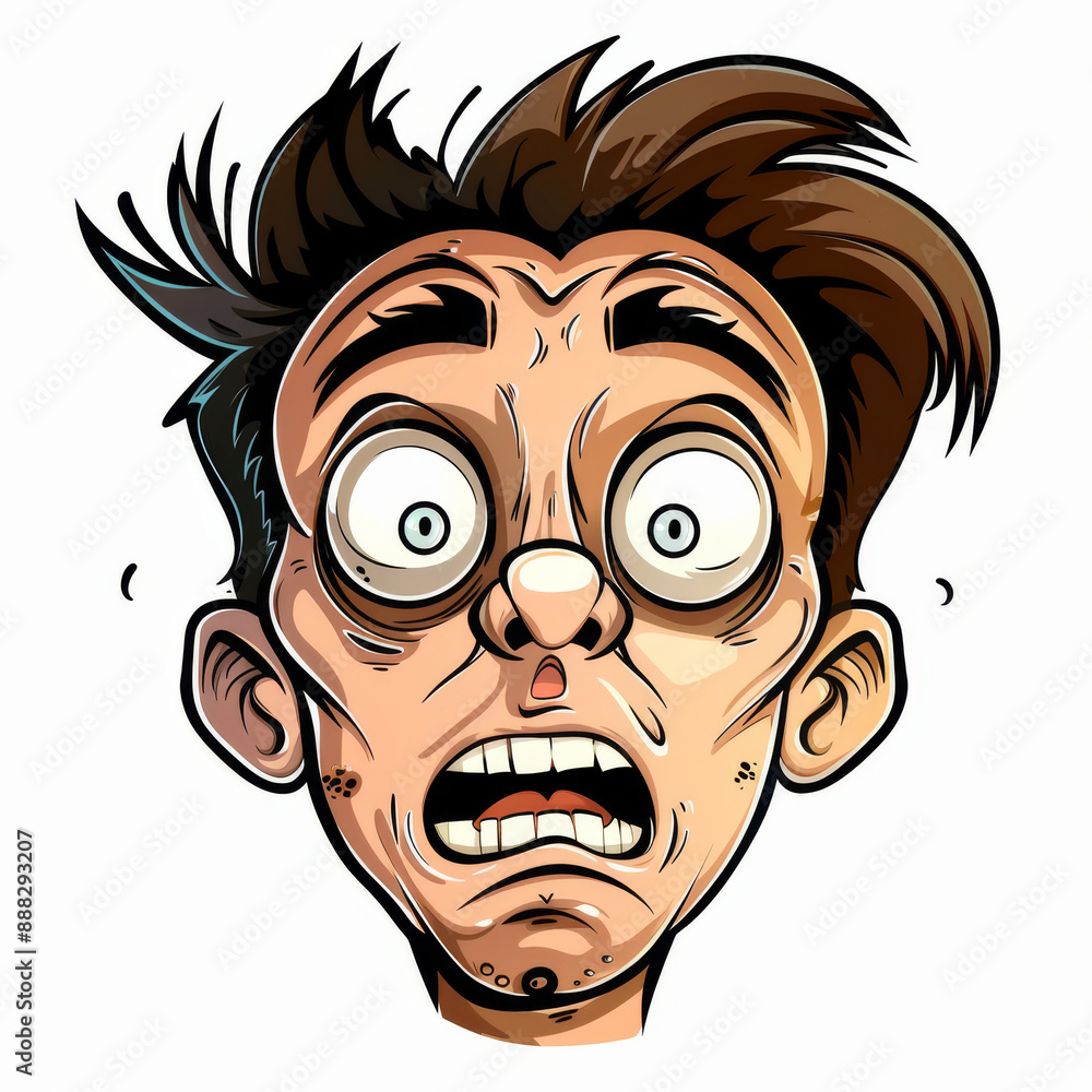 Cartoon funny man face with a shocked expression, vector illustration isolated on a white background Cartoon funny man face with a shocked expression, vector illustration isolated on a white background