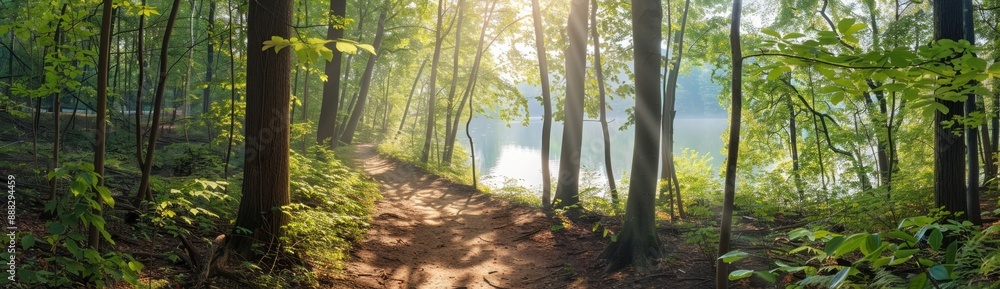 Obraz premium Sunlit Path Through the Forest