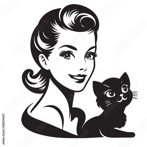 Retro Woman Vector Illustration, Housewife