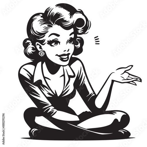 Retro Woman Vector Illustration, Housewife