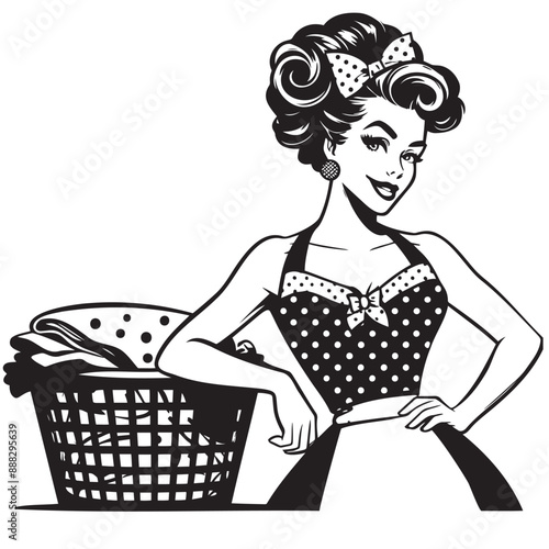 Retro Woman Vector Illustration, Housewife