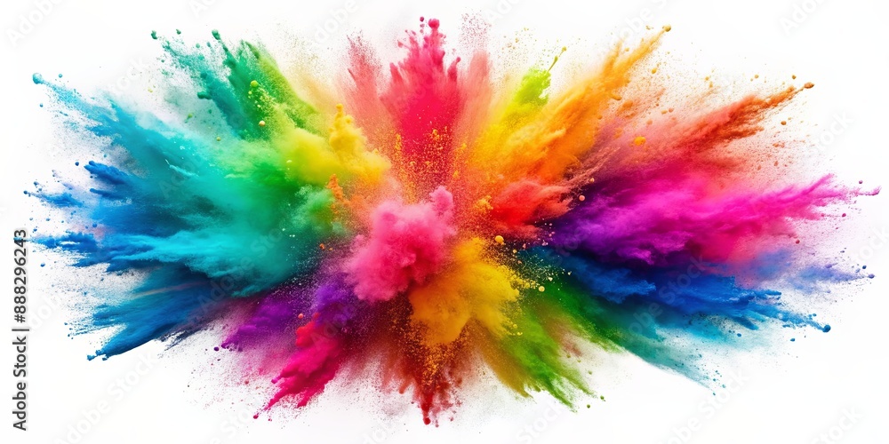 Fototapeta premium A Rainbow Explosion of Color, powder, colorful, explosion, art , abstract