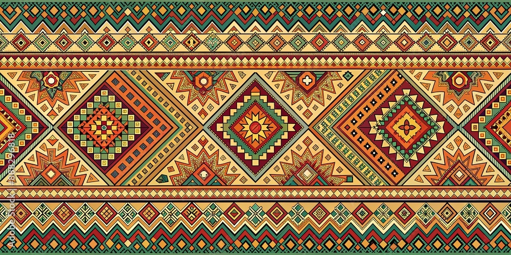Abstract Geometric Ethnic Pattern with Bright Colors and Tribal Motifs, pattern , geometric , tribal , abstract Abstract Geometric Ethnic Pattern with Bright Colors and Tribal Motifs, pattern , geometric , tribal , abstract
