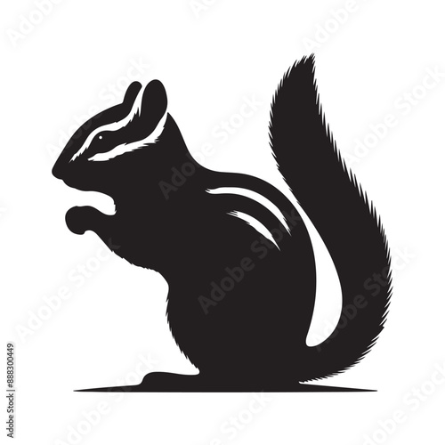 Chipmunk silhouette vector art illustration.