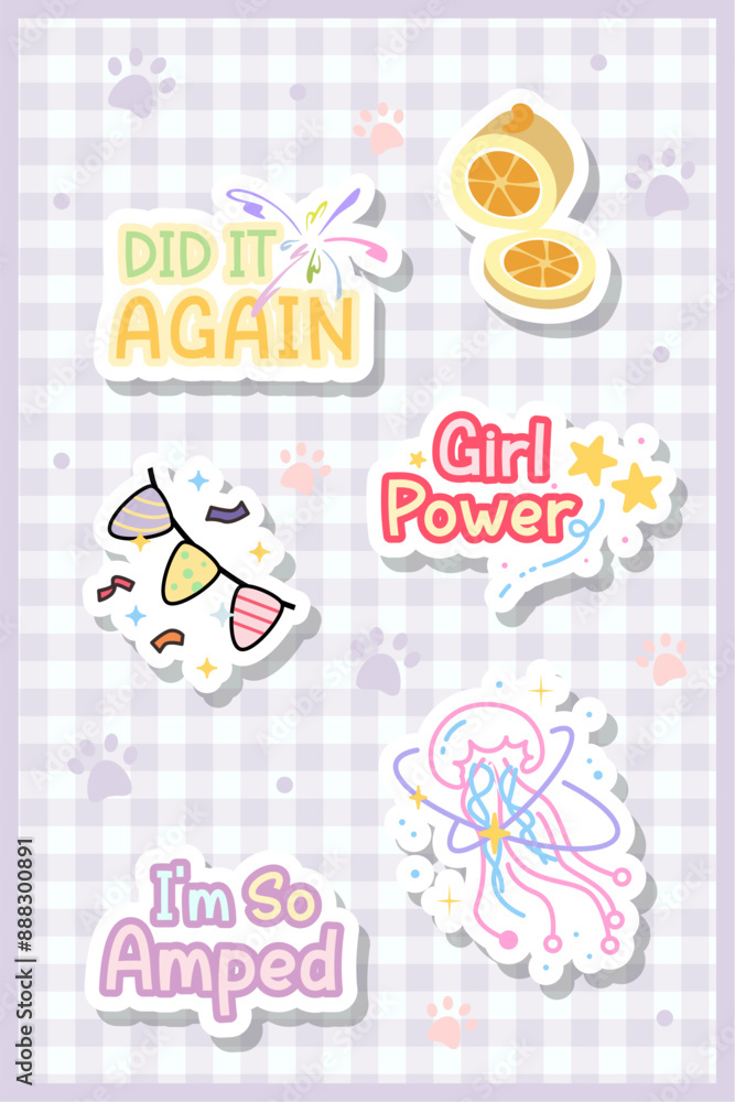 journal sticker pack with roll cake, jellyfish and star hand drawn design journal sticker pack with roll cake, jellyfish and star hand drawn design