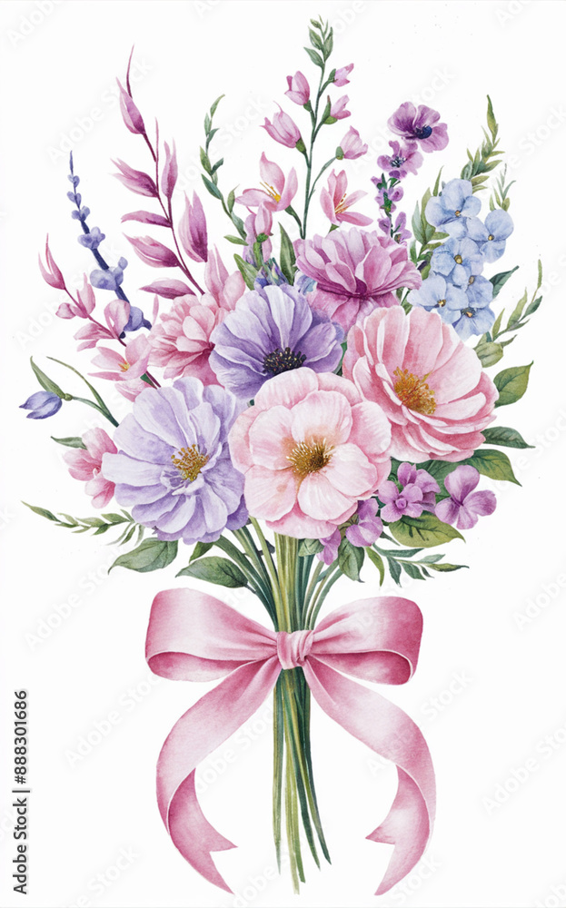 Whimsical Pastel Blooms A Vibrant Watercolor Bouquet Whimsical Pastel Blooms A Vibrant Watercolor Bouquet