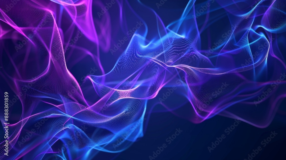 Obraz premium Abstract Digital Waves in Blue and Purple, digital art, abstract art, blue, purple, waves
