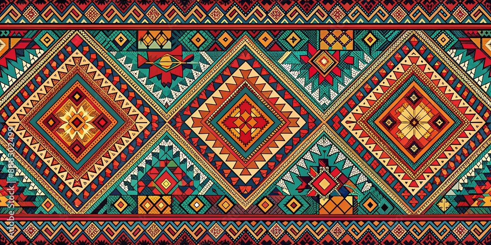 Geometric Aztec Pattern, Red, Orange, Green, Blue, Aztec, Pattern Geometric Aztec Pattern, Red, Orange, Green, Blue, Aztec, Pattern