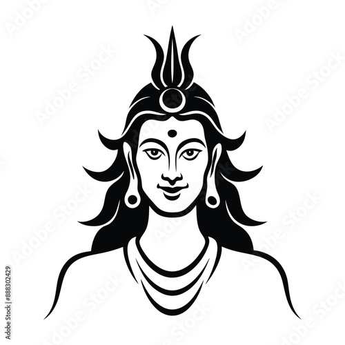 Lord Shiva logo icon silhouette vector illustration.