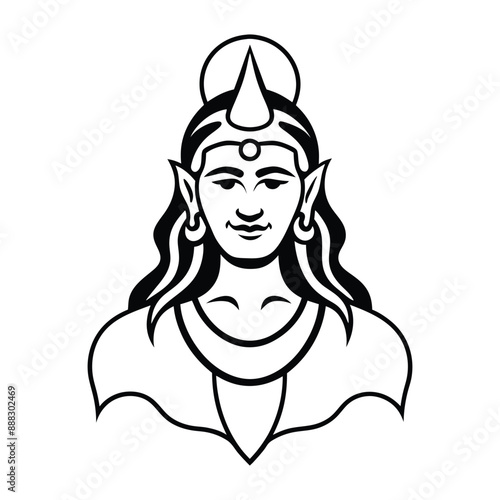 Lord Shiva logo icon silhouette vector illustration.