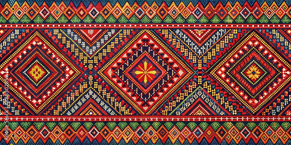 Geometric Tribal Pattern with Diamond and Zigzag Motifs, Watercolor Effect, Colorful Textile, Ethnic Design, tribal, pattern, textile Geometric Tribal Pattern with Diamond and Zigzag Motifs, Watercolor Effect, Colorful Textile, Ethnic Design, tribal, pattern, textile