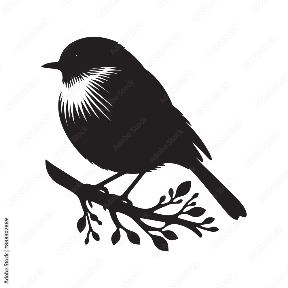 Obraz premium Robin bird silhouette vector illustration.