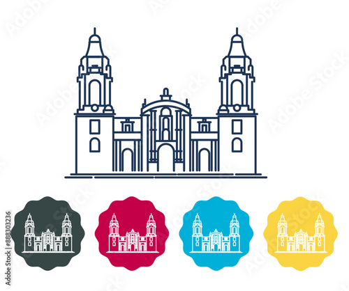 The Basilica Metropolitan Cathedral of Lima and Primate of Peru - Stock Illustration