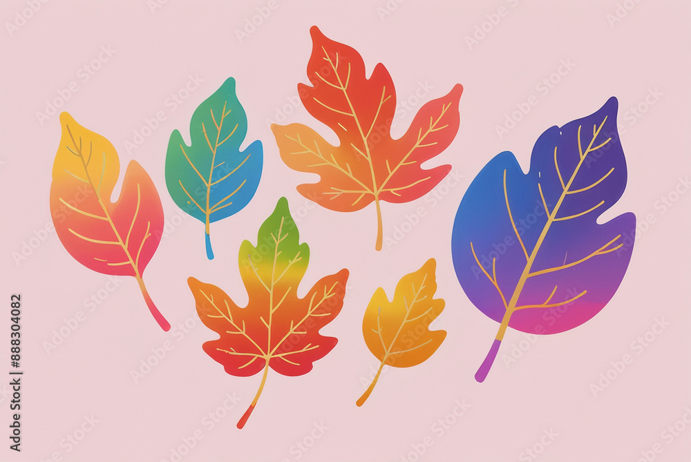 Fototapeta premium Abstract Plant Art with Soft Rainbow-Colored Leaves.