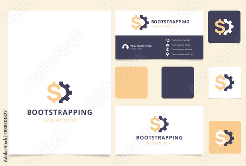 Bootstrapping logo design combining dollar sign and gear icon