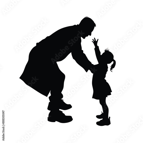 grandfather playing with his grandson, vector silhouettes 