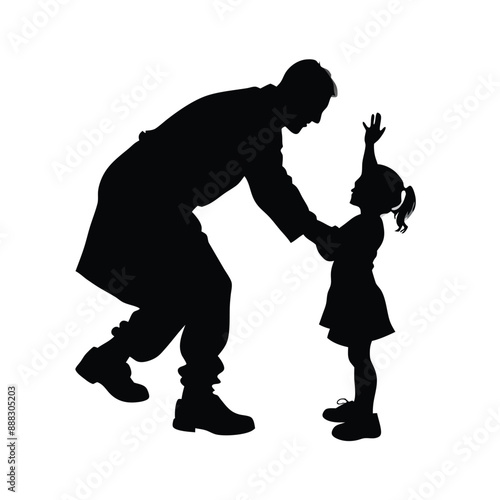 grandfather playing with his grandson, vector silhouettes 