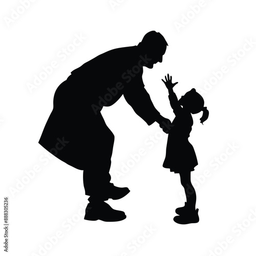 grandfather playing with his grandson, vector silhouettes 