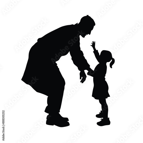 grandfather playing with his grandson, vector silhouettes 