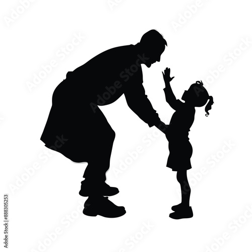grandfather playing with his grandson, vector silhouettes 