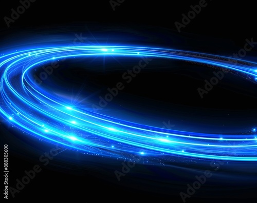 Blue glowing light effect in the shape of an oval on black background