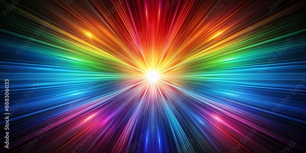 Radiant Rainbow Lines Converging to a Bright Center, Abstract Art, Digital Illustration, Motion Blur, Light Rays, Background, Design Radiant Rainbow Lines Converging to a Bright Center, Abstract Art, Digital Illustration, Motion Blur, Light Rays, Background, Design