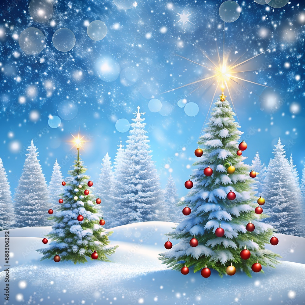 winter Christmas background, where elegant Christmas trees can be seen against the background of falling snowflakes winter Christmas background, where elegant Christmas trees can be seen against the background of falling snowflakes