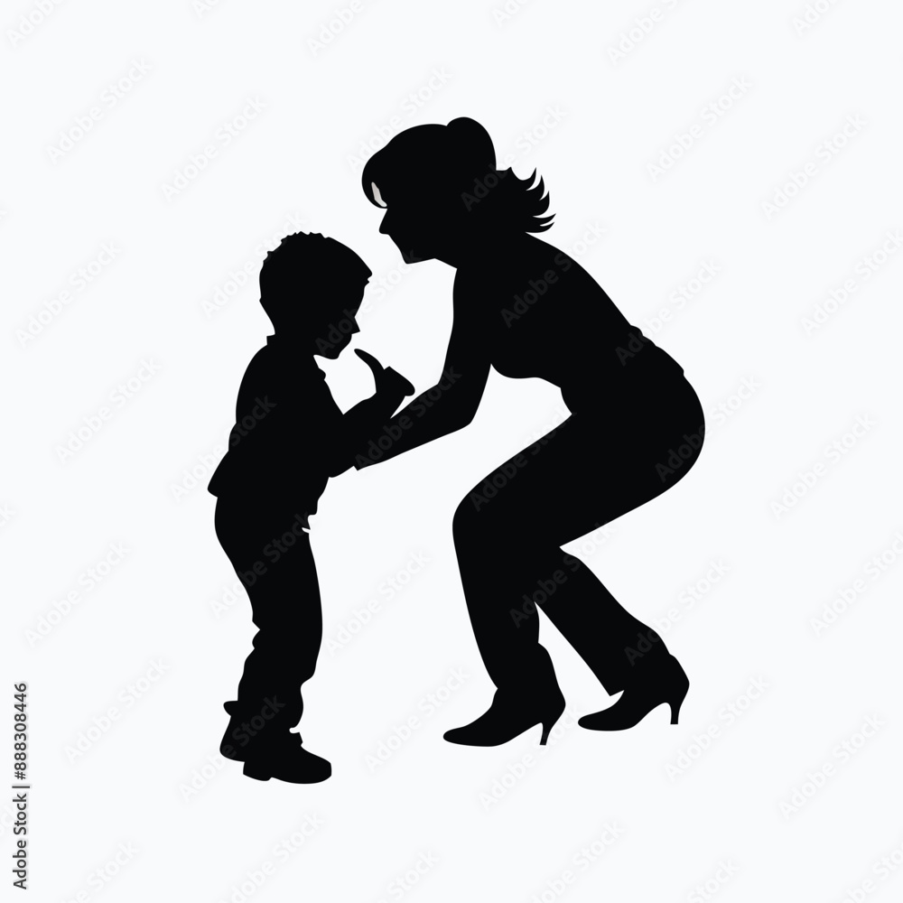 mother and her child enjoying a moment, silhouette vector art illustration mother and her child enjoying a moment, silhouette vector art illustration
