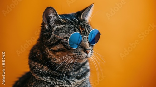 The cat in blue sunglasses photo