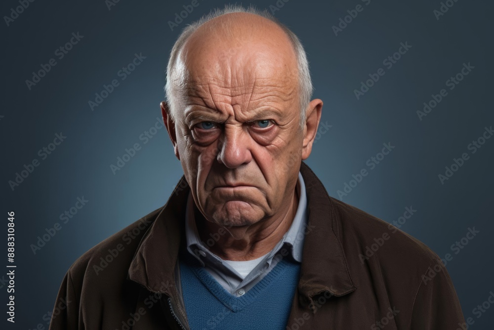 Fototapeta premium Senior man with grey hair standing over isolated background skeptic and nervous, frowning upset because of problem. negative emotions. Extremely Sulking Caucasian senior man, half body portrait