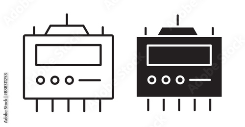 Solar charge controller thin line icon set