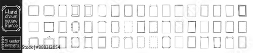 Rectangle frame line. Scribble pencil square text box. Doodle highlighting design elements. Square shape outline on hand draw stylerames.