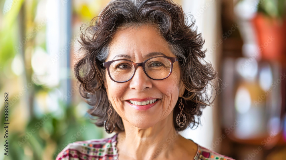 A Radiant Smile Against a Grey Background: A Portrait of a Woman With Silver Hair A Radiant Smile Against a Grey Background: A Portrait of a Woman With Silver Hair