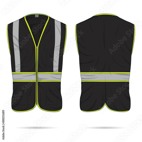 Hi vis vest mockup front and back view