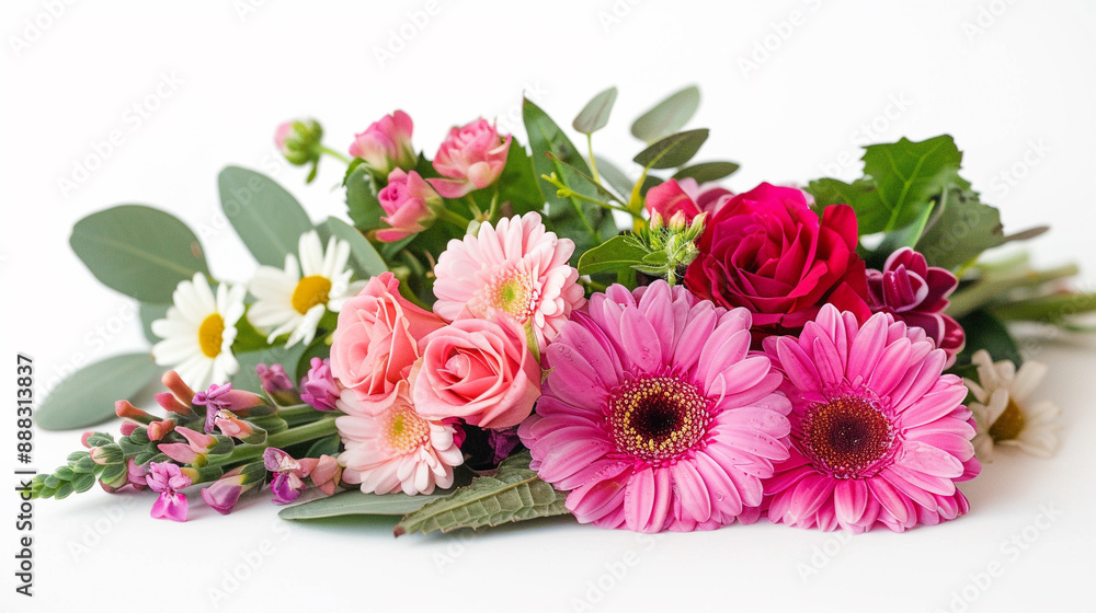 A bouquet of flowers, Valentine's Day, on an isolated white background, object focused, png, stock image, hd quality, natural look, - Generative AI A bouquet of flowers, Valentine's Day, on an isolated white background, object focused, png, stock image, hd quality, natural look, - Generative AI